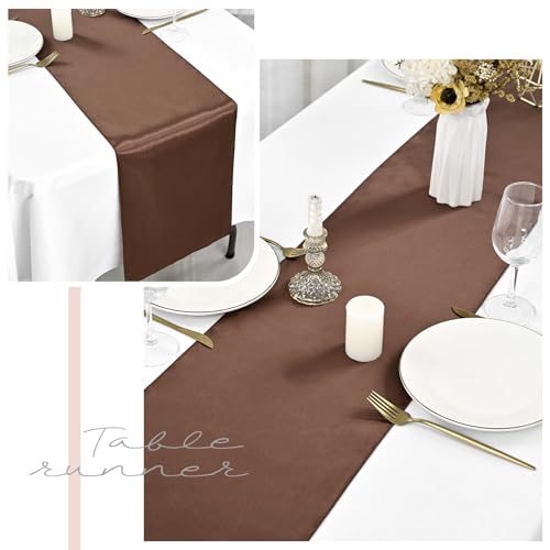 Chemin de table en satin marron 30x182 cm décoration table rectangulaire