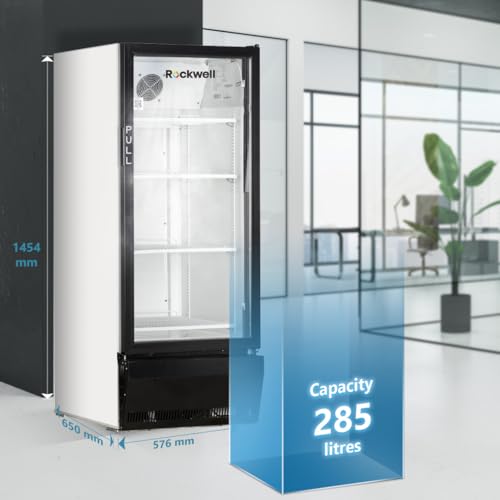 Image of ROCKWELL RVC300B Visi Cooler, Single Glass Door, Internal LED, Heavy-Duty Cooling, Dynamic Cooling, Black, 4-Year Warranty