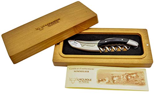 Laguiole en Aubrac Stainless Steel Matte Finish Sommerlier Bee Series 7 Waiters Corkscrew with Ebony Handle Deluxe Edition
