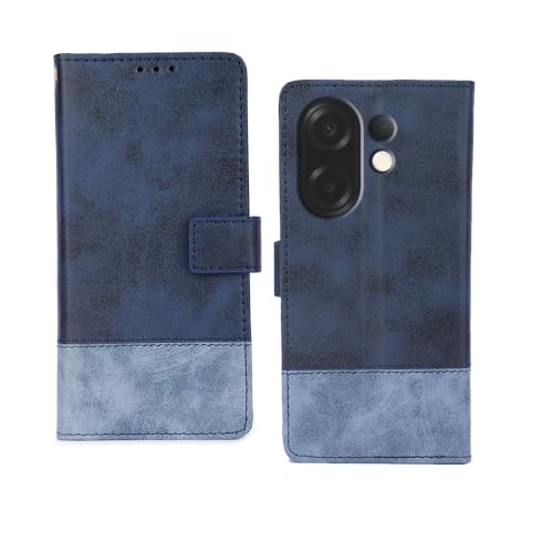 Image of amazon basics Vivo X200T 5G Flip Cover | Card Pockets Wallet & Stand | Flip Cover for Vivo X200T 5G (Double Blue)