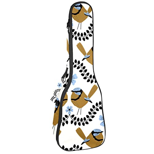 Housse ukulélé ténor rembourrée étanche motif Wren bleu