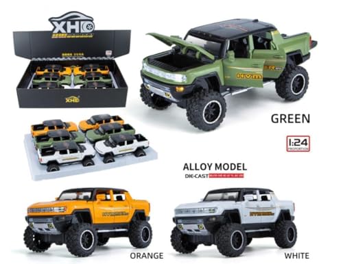 Image of Alokik Enterprise 1:24 Scale Hvmmer Off Road Convertible Die-Cast Model Metal Pull-Back Car with Sound & Light and 4 Opening Doors Kids' Best Toy Vehicle Gift【Green】