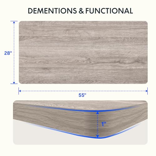 FLEXISPOT EN1 One-Piece Standing Desk 55 x 28 Inches Stand Up Desk Workstation Home Office Computer (White Frame + Gray Wood Top, 2 Packages)