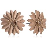 Chic Cute Boho Matte Statement Stud Earrings with Gold Flower Bud for Women - Sister, Mom, Lover, Friend (Brown Daisy Flower)