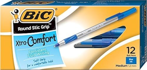 Stylo bille bleu confort avec grip pour une écriture fluide moyenne lot de 432