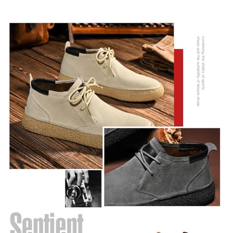 Myallfeet Men's Frosted Leather Suede Suede Mid Top Board Shoes Retro Casual Fashion Design Walking Ankle Boots Classic Non Slip Lace Up Suede Oxford Sneakers2