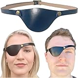 Black Leather Eye Patch with Adjustable Band - Comfortable Medical Eye Patch for Left or Right Eye, Suitable for Eyeglass Wearers