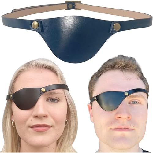 Extraordinary Commissary Black Leather Eye Patch for Adults - Adjustable Medical Eye Patches for Left and Right Eyes