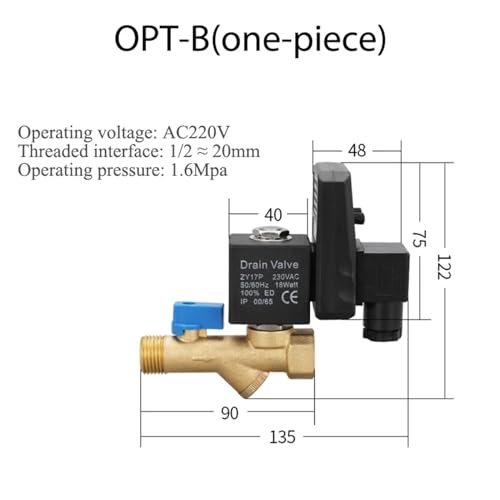 Électrovanne automatique pour eau et condensat de compresseur d'air 1/2 - 3