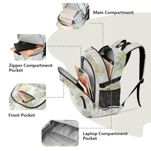 Mochila de viaje juvenil con elefantes para escuela universitaria y apuntes 5