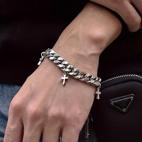 Pulsera cubana punk con cruces, acero inoxidable miniatura 2