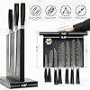Knife Set with Block for Kitchen - 7Pcs Hand-Forged Kitchen Knife and Magnetic Holder with Ergonomic Handle-Perfect for Novice to Professional Chefs.