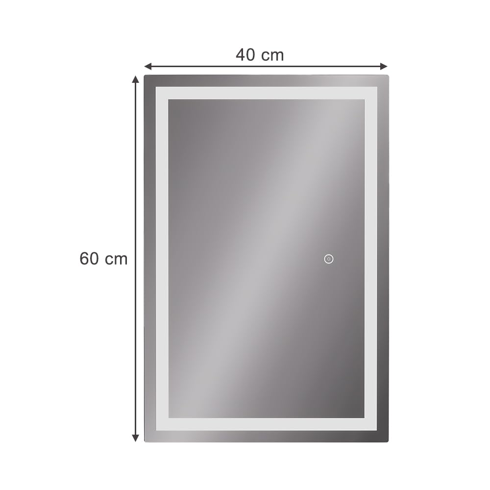 Vicco Specchio bagno Miral, Vetro, 60 x 40 cm con illuminazione frontale, per montaggio a parete con illuminazione LED integrata