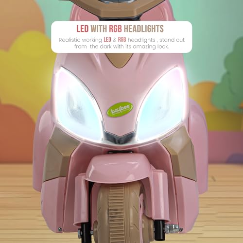 Image of Baybee Trixo Battery Operated Bike for Kids, Ride on Toys Kids Bike Scooty with Light & Music, Baby Rechargeable Battery Bike, Electric Bike for Kids to Drive 1 to 4 Years (Pink)