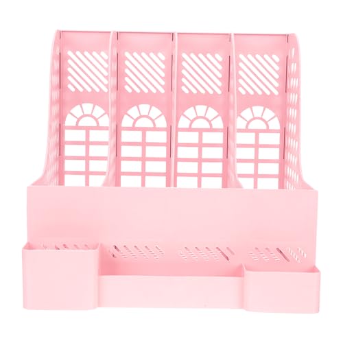 Organiseur de livres et documents en plastique rose compartiments multiples Healvian