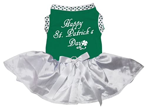 Robe pour chiot verte et blanche Happy St. Patrick en taille M