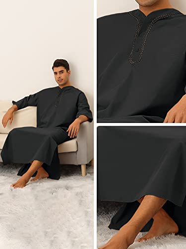 Lars Amadeus Loose Fit Nightshirt for Men's Short Sleeves Button Nightgown Loungewear Nightwear3