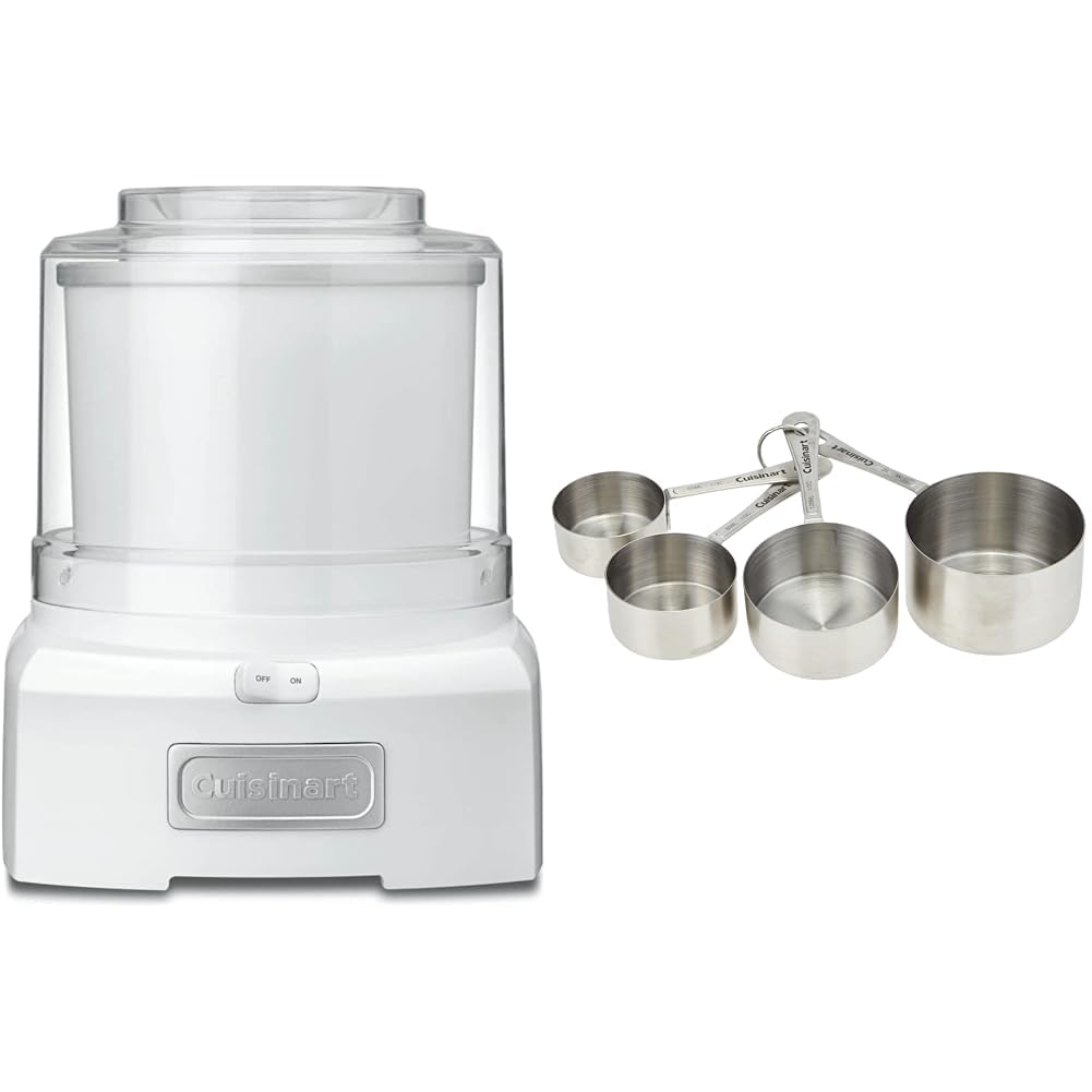 Cuisinart Ice Cream Maker Machine 1 5 Quart Sorbet Frozen Yogurt Maker Double Insulated White ICE-21P1 CTG-00-SMC Stainless