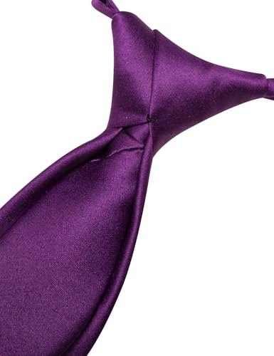 Image of Barry.Wang Boys Ties Pre-Tied Satin Solid Color Kids Tie Pocket Square Set Adjustable Formal Necktie Graduation School