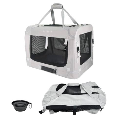 Image of Extra Large Cat Carrier Soft Sided, Portable Small Dog Carrier for 2 Cats, 24 inchx16.5 inchx16 inch Car Travel Folding Comfortable Design, Grey with Another Cover
