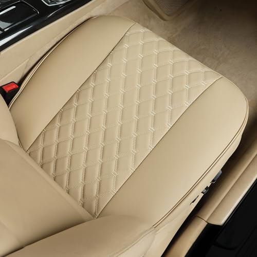 Image of Black Panther 1 Pair of PU Car Seat Covers, Full Wrapping Front Bottom Seat Protector Compatible with 95% Vehicles, Anti-Slip (W 21.26''xD 20.86 inch), Beige