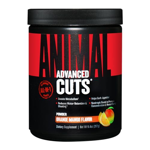 Animal Advanced Cuts Powder – Weight Management Supplement – Fat Burner, Metabolic Enhancer with Nootropics, Carnitine, Tyrosine, Diuretic – Orange Mango Flavor, 42 Count