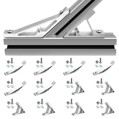 Image of 12 pcs Silver 2020 45 /135 Degree Corner Bracket Connector 2020 Extrusion Hardware T-Slot V-Slot Accessories with Screws and Nuts for 2020 Extrusion Angle 3D Printer Framing Accessories