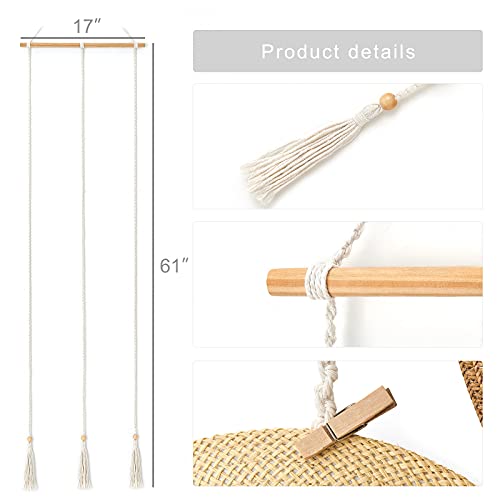 Mkono Hat Rack Hat Hangers For Wall Boho Caps Storage Display Organizer With Decorative Tassels Modern Cowboy Womens Hat Holder Display Hanger For Wide Brim Hats Bowler Fedora Hats Baseball Caps #TOP3