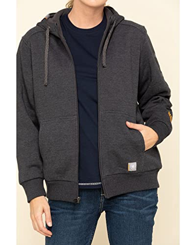 Image of ARIAT Rebar All-Weather Full Zip Hoodie, Charcoal Heather, X-Large