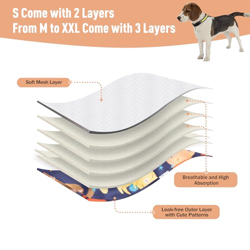 Image of 5 Pack Washable Female Dog Diapers,Reusable Diaper for Doggie,Highly Absorbent Dog Diaper,Adjustable Leakproof Puppy Diapers Skirt for Heat,Incontinence,Period Doggy Nappies
