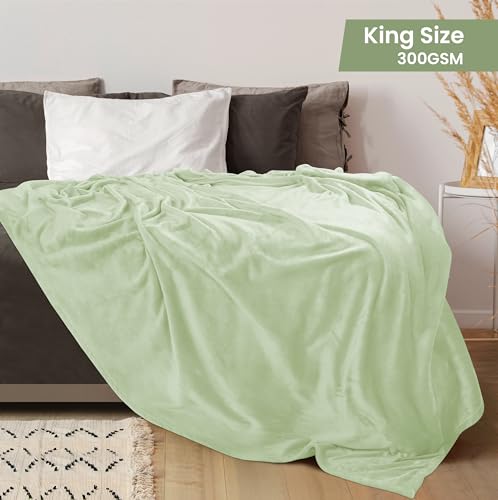 Image of Utopia Bedding Fleece Blanket King Size Sage Green 300GSM Luxury Fuzzy Soft Anti-Static Microfiber Bed Blanket (90x102 Inch)