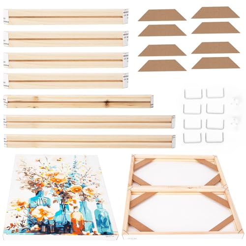 EFOTIML Kit de cadre en bois massif pour toile à peindre par numéro et peinture à l'huile et peinture de diamant par numéro 40,6 x 50,8 cm Cadres en bois...