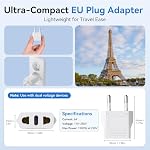 Unidapt 4-Pack Adaptateur de prise de voyage européenne, Unidapt Canada US vers l'Europe Adaptateur Type C Outlet Converter America CA USA Italie Espagne Allemagne France EU, Prise d'alimentation, blanc