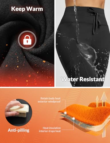 baleaf Women's Fleece Lined Thermal Leggings High Waisted Warm Winter Running Hiking Pants with Pockets Water Resistant3