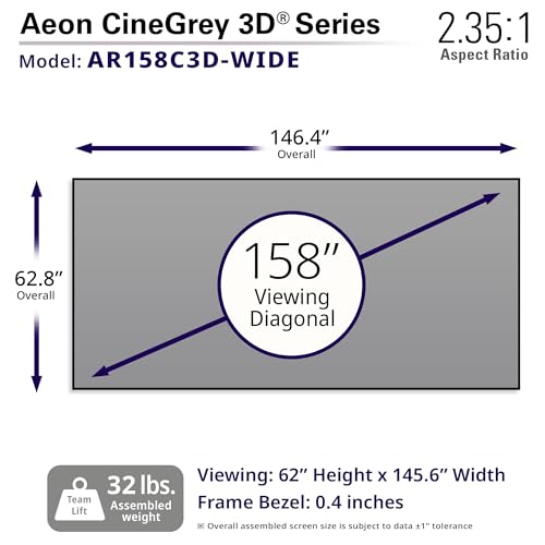 Image of Elite Screens 158 inch CLR and ALR Projector Screen 2.35:1 4K, Standard Throw Projection, Edge Free Fixed Frame Projector Screen for Indoor Movie Screen Home Theater - Aeon CineGrey 3D AR158C3D-WIDE