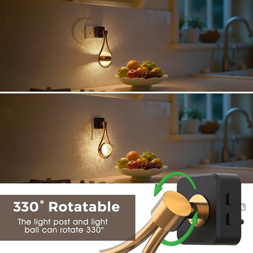 Image of L LOHAS LED Night Lights Plug Into Wall: 2 Pack Star Projector RGB Night Light with 10 Color Change, Dusk to Dawn Sensor, 330Rotating Globe Night Light for Bedroom, Hallway, Home Decor, Gaming Room