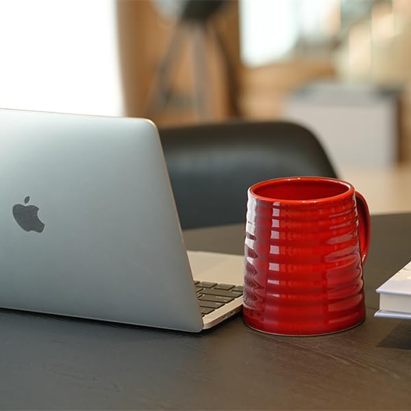 Taza de cerámica extra grande para café 23 oz roja miniatura 3