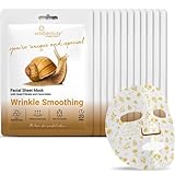 VIABEAUTY 12 Pack of Snail Mucin Mask Collagen Face Mask with Ceramides & Hyaluronic Acid Facial Sheet Mask - Rejuvenating, Deep Hydrating & Moisturizing Face Masks Skincare for All Skin Types