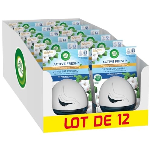 Air Wick Continus Active Fresh Cotton - Difusor de algodón (12 unidades, 75 ml)