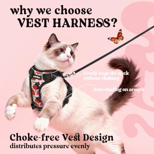 Image of rabbitgoo Cat Harness and Leash Set, Escape Proof Vest, Berry Pounce