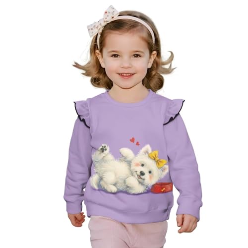 Girls Long Sleeve Shirt Ruffle Sweatshirts for Toddler Girl Fall Athletic Clothes School Active Tops 1-8 Years