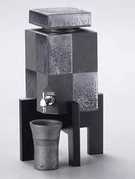 【常滑焼】黒市松焼酎サーバー　3L 常滑焼】黒市松焼酎サーバー3Lと焼酎水割りカップ1個セット