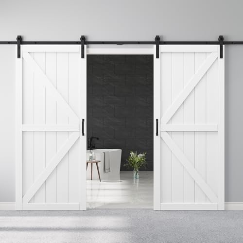 72 x 84 Double Barn Door and Hardware Kit Included & 13.2FT Track & Handle Mortise and Tenon Structure Assembly Required Pre-Drilled & Solid MDF Sliding Barn Door Paintable & Water-Resistant