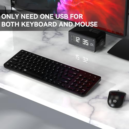 Image of Wireless Keyboard and Mouse Combo, FD iK6630 2.4GHz Cordless Cute Round Key Set Smart Power-Saving Quiet Slim Combo for Laptop, Computer,TV and Mac