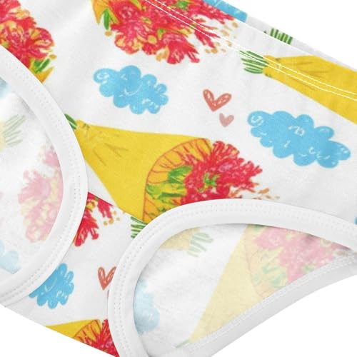 Toddler Underwear Custom 2t Cotton Panties for Girl Funny Briefs Girls Undies Bouquets Red Flowers4