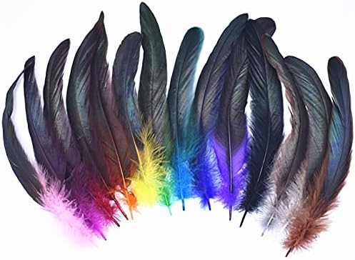 Zamihalaa 50Pcs/Lot Colorful Rooster Feathers for Crafts Holiday Black Chicken Decoration for Needlework and Handicrafts Pheasant Plumes - Royal Blue