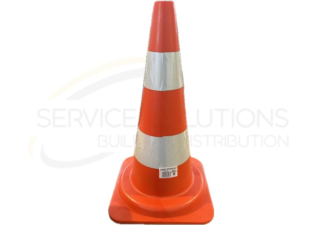 Cono Stradale Birillo Bicolore Rosso Cantiere Autoscuola Traffico Delimitazione Magazzino Polietilene Hd Fascia Rifrangente H.33-53 (10, H 53 CM)