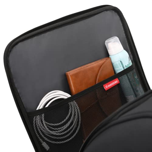HARISSONS-Sleek-Cabin-Luggage-Bag-38-litres-Polyester-Black-Overnighter-Trolley-Suitcase-for-Men-Women-Travel-Strolley-Bags-with-2-Wheels-Quick-Access-Front-Pocket-with-Large-Compartment