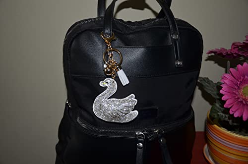 Popfizzy Swan Keychain for Women and Girls, Bling Purse Charm, Rhinestone Backpack Key Fob, Crystal Bag Charm3