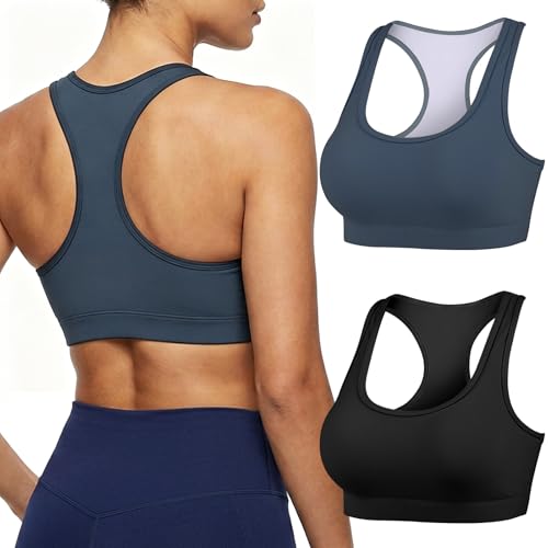 Image of Buauty 2 Packs Sports Bras for Women, Medium Support Sport Bras Push Up Yoga Racerback Bra, Gym Fitness Athletic Bra